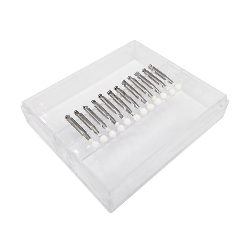 Dental Polishing White Stone Porcelain Resin Cone Round Shape RA 2.35mm Bur 12 Pcs/Set