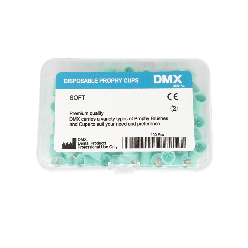 DMX-DENTAL Dental Prophy Polisher Rubber Gold Screw Brush Polishing Cup 4 Webbed 100 Pcs