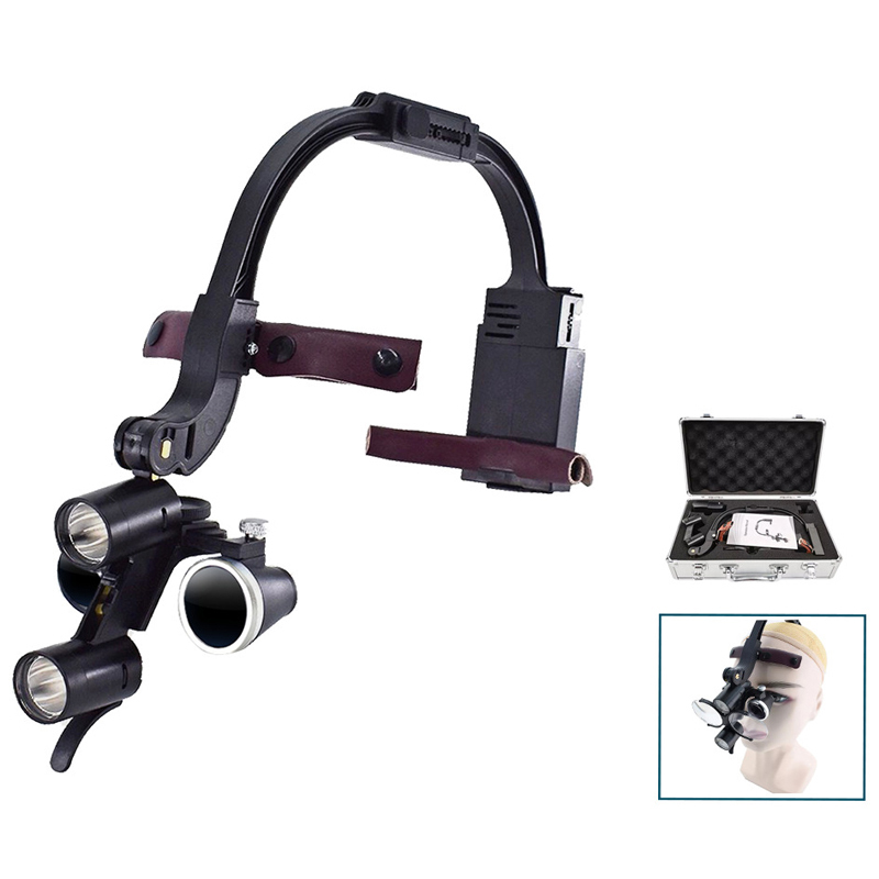 2.5X 3.5X Dental LED Head Light Lamp Magnification Binocular Loupes 5W Surgical