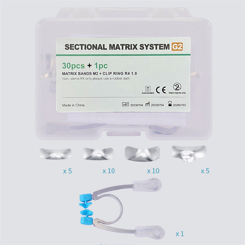 Dental Sectional Matrix System Matrices Metal Bands 30 Pcs Kit + Clip Ring Clamp