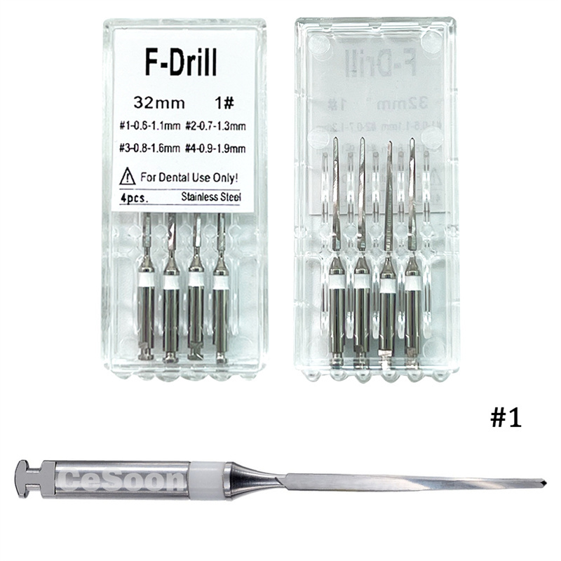 4 /PK Dental Endo Root Canal Fiber Post Drills Stainless Steel 1.1/1.3/1.6/1.9mm