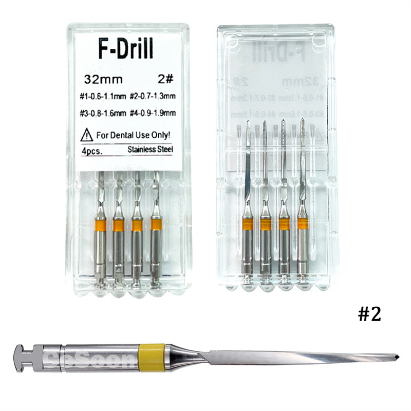 4 /PK Dental Endo Root Canal Fiber Post Drills Stainless Steel 1.1/1.3/1.6/1.9mm