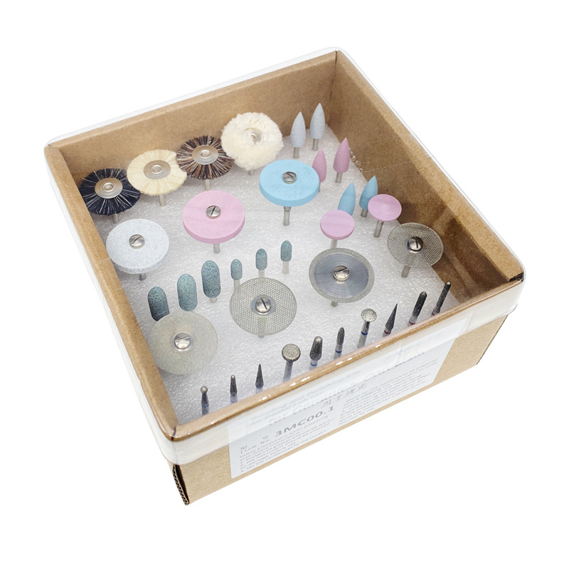 35pcs Dental Lab Polishing Burs HP Kit Disc Brush Stone for Ceramics Porcelain