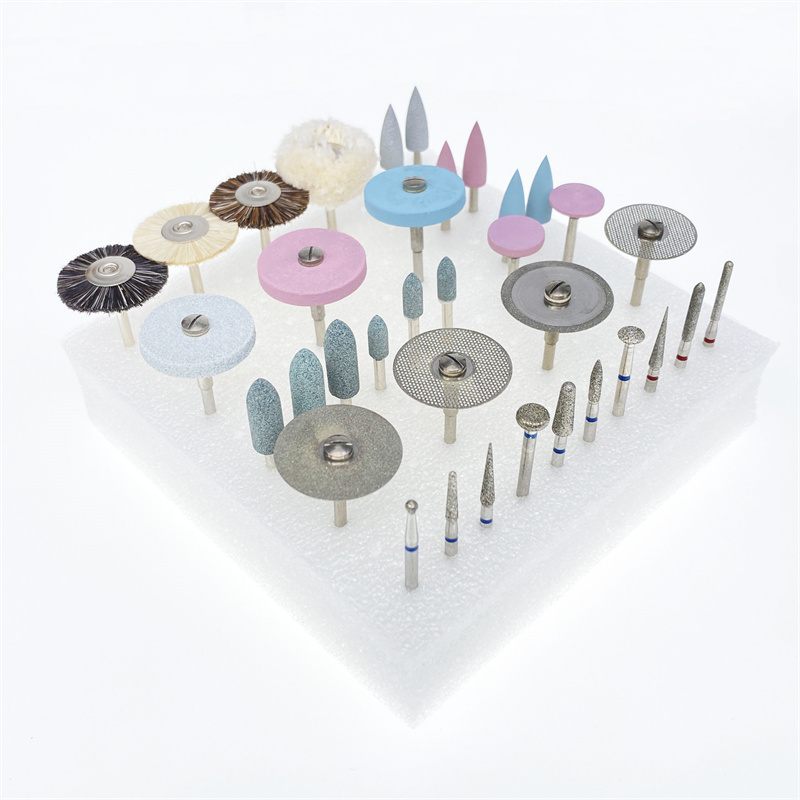 35pcs Dental Lab Polishing Burs HP Kit Disc Brush Stone for Ceramics Porcelain