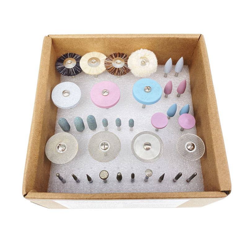 35pcs Dental Lab Polishing Burs HP Kit Disc Brush Stone for Ceramics Porcelain