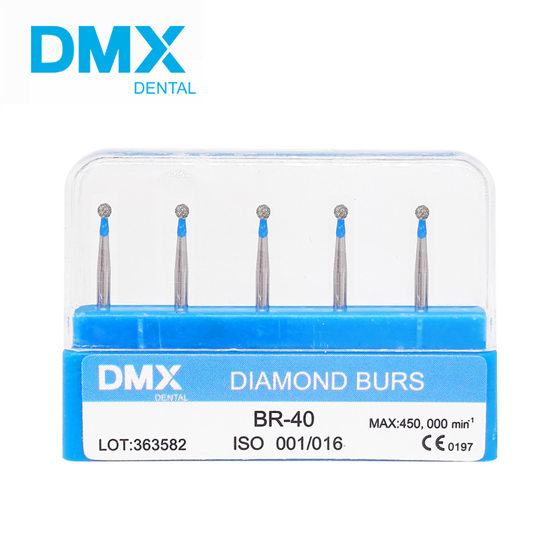 DMXDENT Diamond BR-40 Burs BR Ball Round Dental FG 1.6mm Bur For High Speed Handpiece