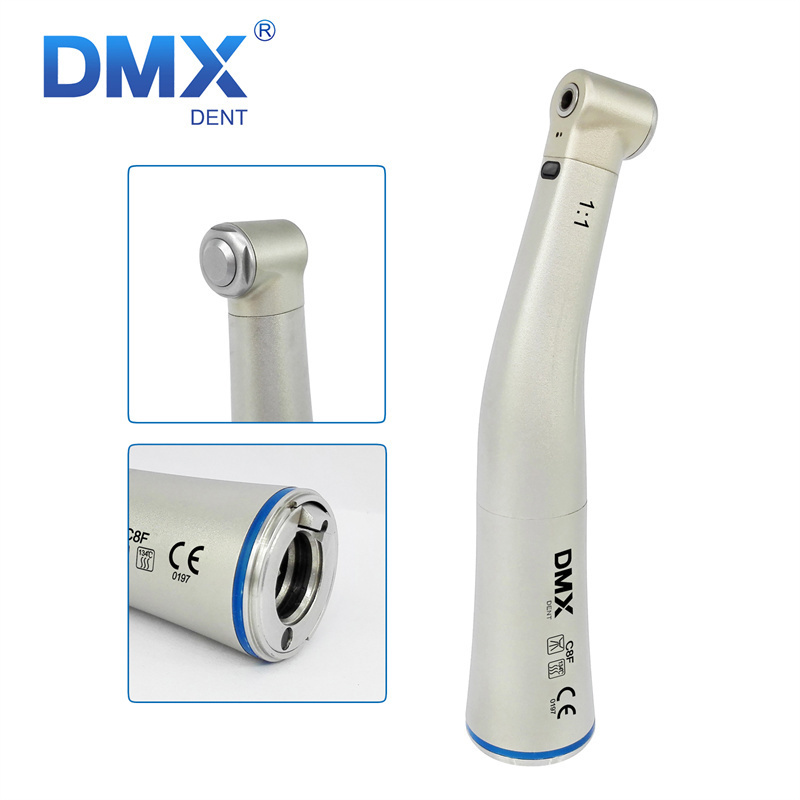 DMXDENT C8F Dental Fiber Optic LED 1:1 Contra Angle Low Speed Handpiece Fit NSK