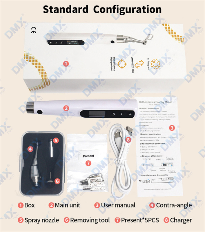 DMXDENT Orthodontics Prophy Enamel Wireless Handpiece Motor Dental Contra Angle Saw Blade