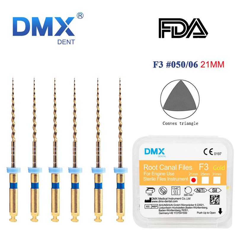 DMXDENT Dental Root Canal Gold Taper NITI Files Endodontic Rotary