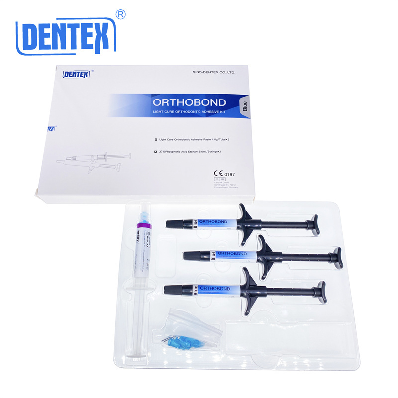 Dental Orthodontic Light Cure Adhesive Kit Bonding Acid Etchan Clear/Blue Dentex