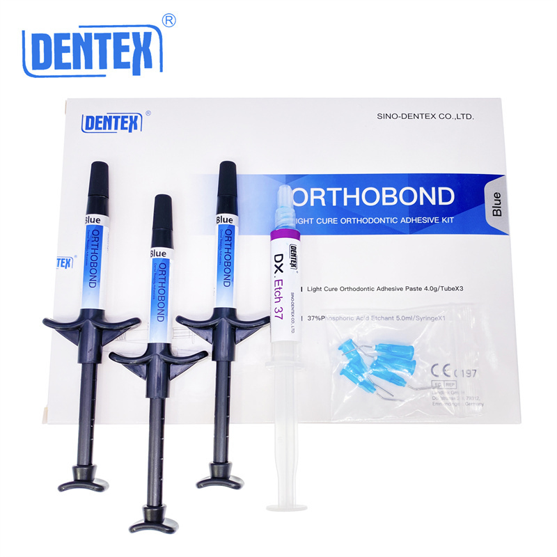 Dental Orthodontic Light Cure Adhesive Kit Bonding Acid Etchan Clear/Blue Dentex