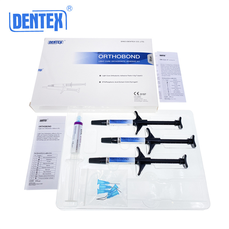 Dental Orthodontic Light Cure Adhesive Kit Bonding Acid Etchan Clear/Blue Dentex