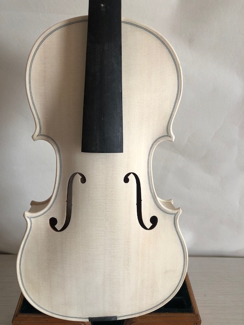 Master 4/4 Violin Stradi model unvarnished in white 1PC solid flamed maple back old spruce top hand made