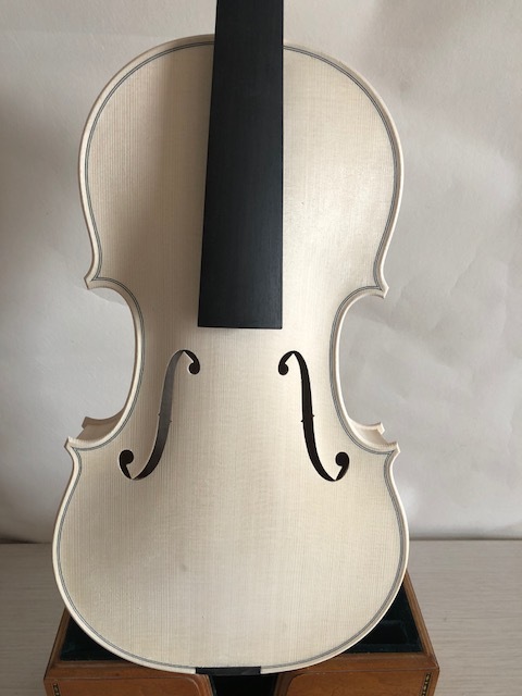 Master 4/4 Violin Guarneri model unvarnished in white 1PC solid flamed maple back old spruce top hand made