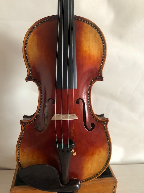 Master violin 4/4 Hellier model solid flamed maple back spruce top shell inlay all hand carved