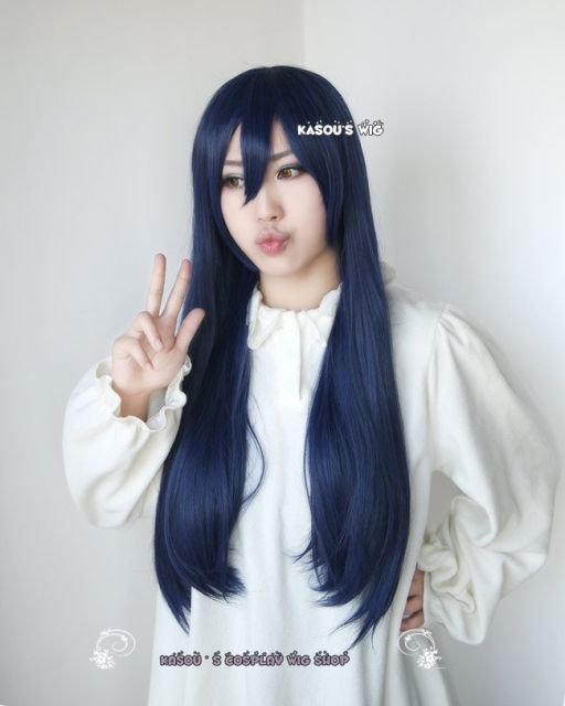 90cm / 35.5" long midnight blue straight wig . Love Live! School Idol project Sonoda Umi . Naruto Hyuga Hinata. SP14