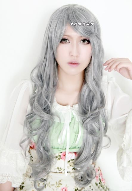 90cm / 35.5" Black Butler/ Kuroshitsuji Queen Victoria long gray wavy cosplay wig