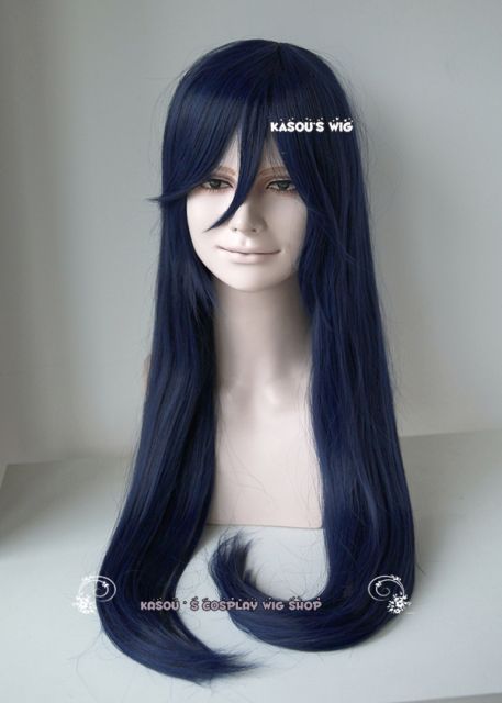 90cm / 35.5" long midnight blue straight wig . Love Live! School Idol project Sonoda Umi . Naruto Hyuga Hinata. SP14