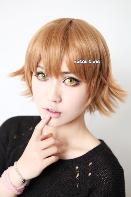 Danganronpa Chihiro Fujisaki short layers brown cosplay wig