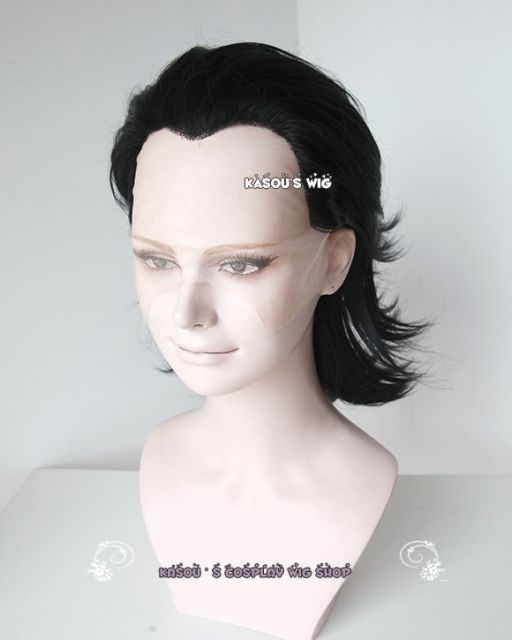 Lace Front>>>Loki Laufeyson Avengers Thor version. 43cm long layers cosplay wig with widows peak ( KA032)