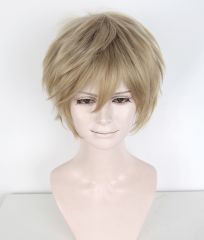 S-1 / KA016 >>31cm / 12.2" short tanned blonde layered wig, easy to style,Hiperlon fiber
