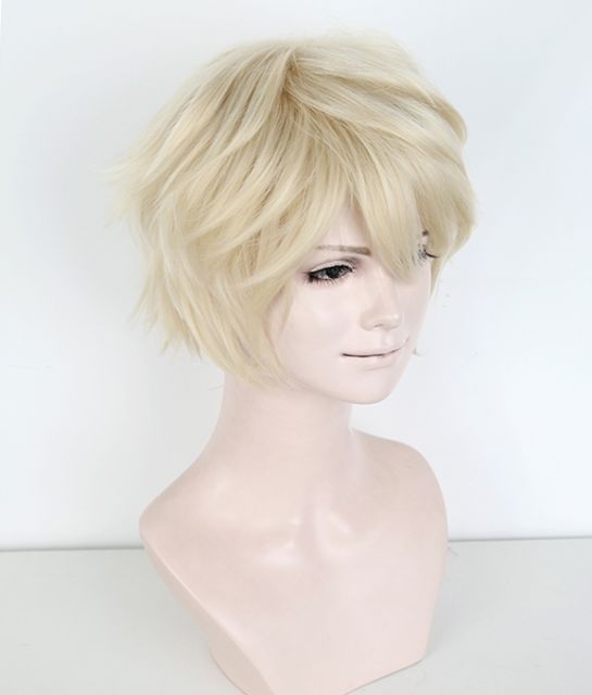 S-1 / KA006 >>31cm / 12.2" short light blonde layered wig, easy to style,Hiperlon fiber