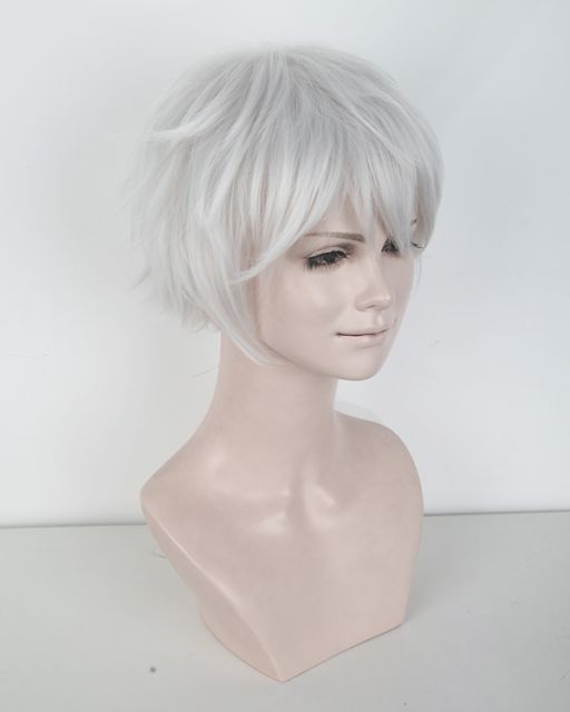 Jujutsu Kaisen Gojou Satoru S-1 / KA002 >> 31cm / 12.2" short silver white layered wig, easy to style,Hiperlon fiber ,