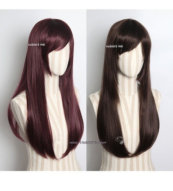 Overwatch D.Va 70cm long straight cosplay wig . brown / reddish brown . 2 colors available