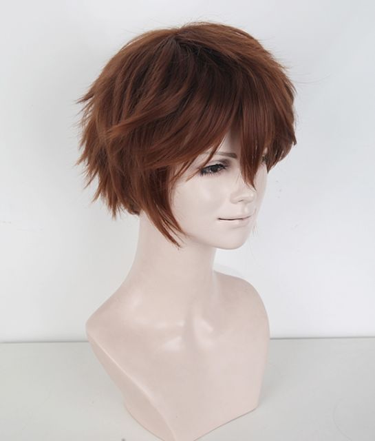 S-1 / KA026>>31cm / 12.2" short Walnut Brown layered wig, easy to style,Hiperlon fiber