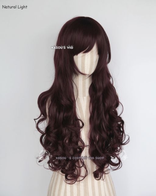 L-1 / KA058 dark reddish brown 75cm long curly wig . Hiperlon fiber .