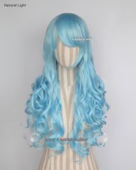 L-1 / KA046 light blue 75cm long curly wig . Hiperlon fiber