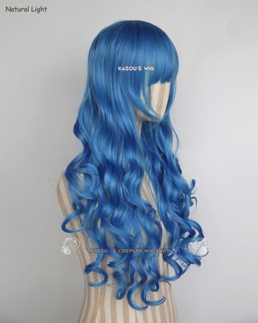 Fairy Tail Juvia Lockser L-1 / KA048 dodger blue 75cm long curly wig . Hiperlon fiber