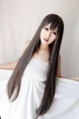 90cm Puella Magi Madoka Magica Akemi Homura dark gray long straight wig