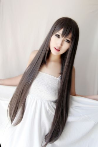90cm Puella Magi Madoka Magica Akemi Homura dark gray long straight wig