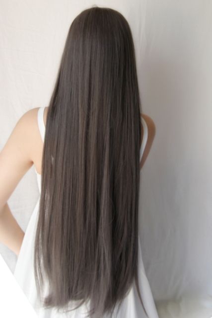 90cm Puella Magi Madoka Magica Akemi Homura dark gray long straight wig