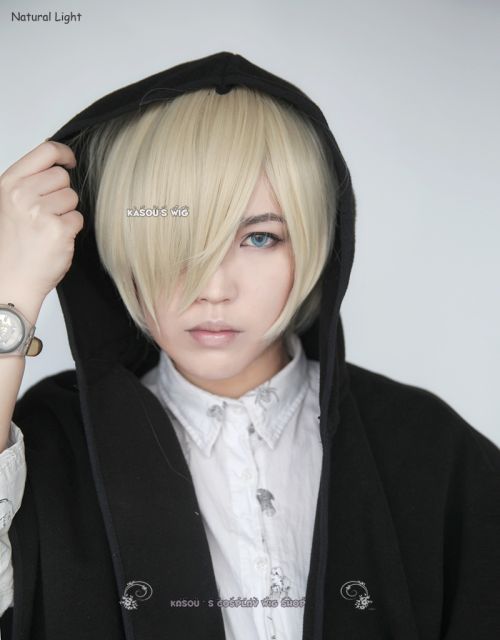 S-2/KA006  light blonde short bob smooth cosplay wig with long bangs