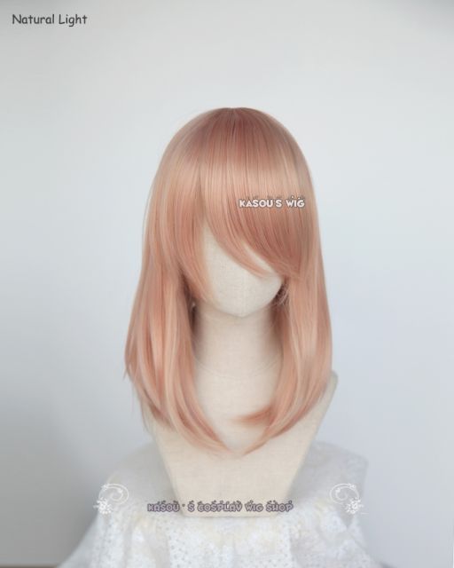 M-1 /  SP20 peach pink long bob cosplay wig. shouder length lolita wig suitable for daily use .