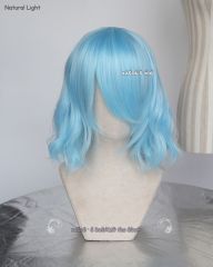 S-4 / KA046 light blue loose beach waves lolita . harajuku wig with bangs .35cm .