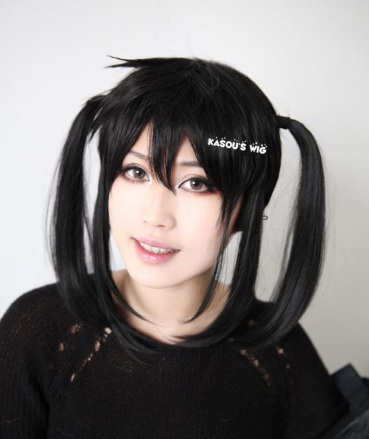 Soul Eater NOT Tsugumi Harudori/Fire Force Tamaki Kotatsu  40cm twintail black pigtail cosplay wig
