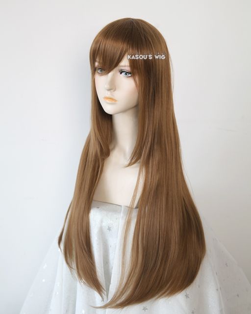 L-2 / KA024  light brown 75cm long straight wig . Hiperlon fiber