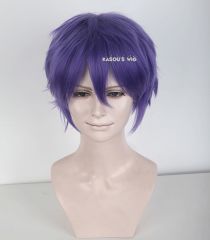 S-1 / KA057>>31cm / 12.2" short cool purple layered wig, easy to style,Hiperlon fiber