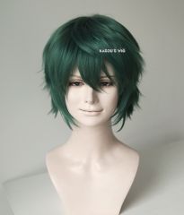 S-1 / KA065>>31cm / 12.2" short dark olive green layered wig, easy to style,Hiperlon fiber