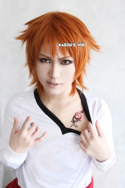 K project Yata Misaki  short dark copper orange layers cosplay wig with short bangs