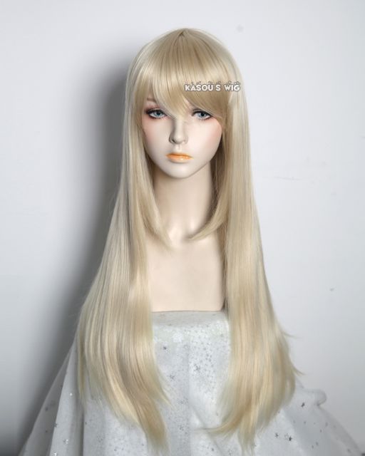 L-2 / KA006 light blonde 75cm long straight wig . Hiperlon fiber