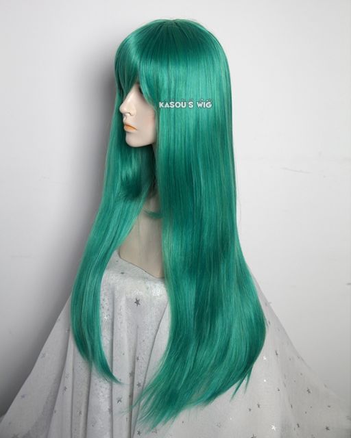 L-2 / KA062 emerald green 75cm long straight wig . Hiperlon fiber