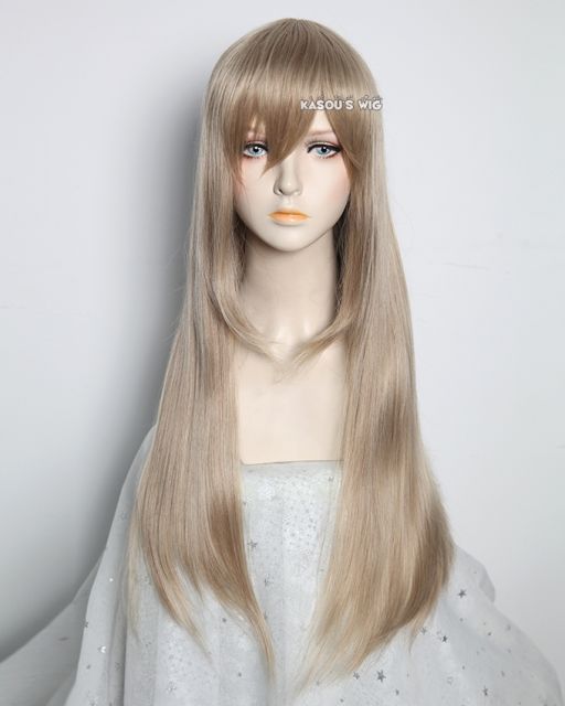 L-2 / KA015 ash blonde 75cm long straight wig . Hiperlon fiber