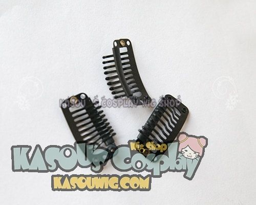 3pcs Snap clips black tan yellow . Hair Extension Clips .