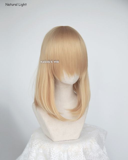 M-1/ KA012 golden blonde long bob cosplay wig. shouder length lolita wig suitable for daily use