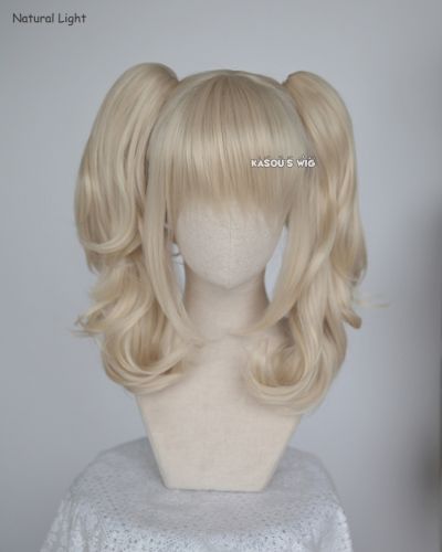 Harley Quinn blonde cosplay wig with two curly clips . lolita hair ( KA006)