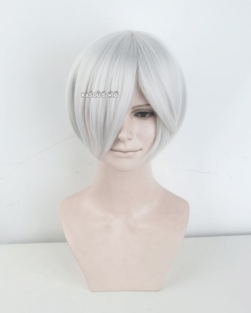 S-2 / KA002 silver white short bob smooth cosplay wig with long bangs